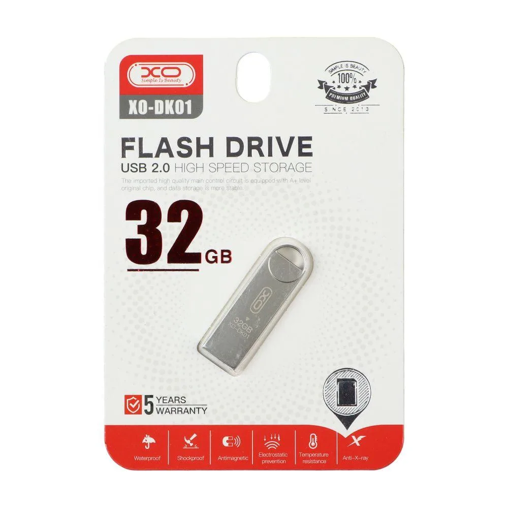 USB флеш-накопичувач XO DK01 USB2.0 32GB Колір Сталевий