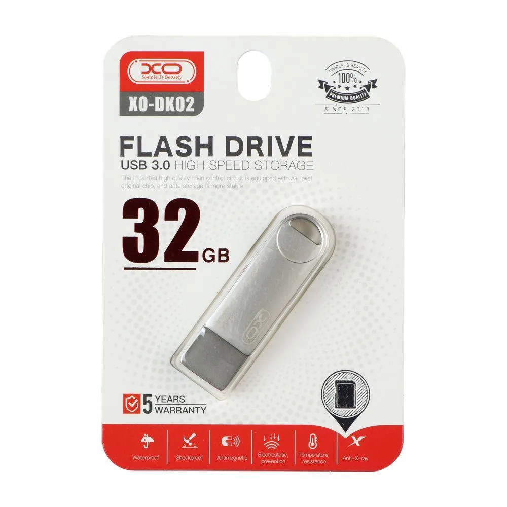 USB флеш-накопичувач XO DK02 USB3.0 32GB Колір Сталевий