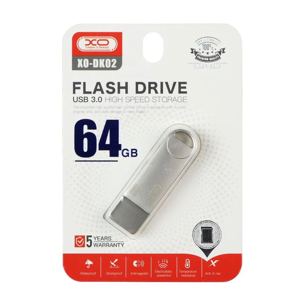 USB флеш-накопичувач XO DK02 USB3.0 64GB Колір Сталевий