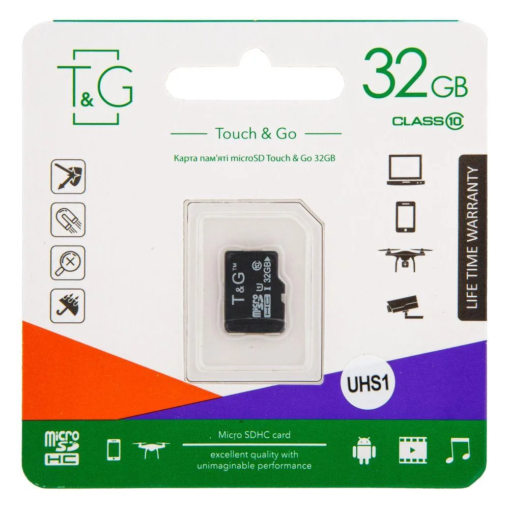 Карта Пам'яті T&G MicroSDHC 32gb 10 Class Колір Чорний