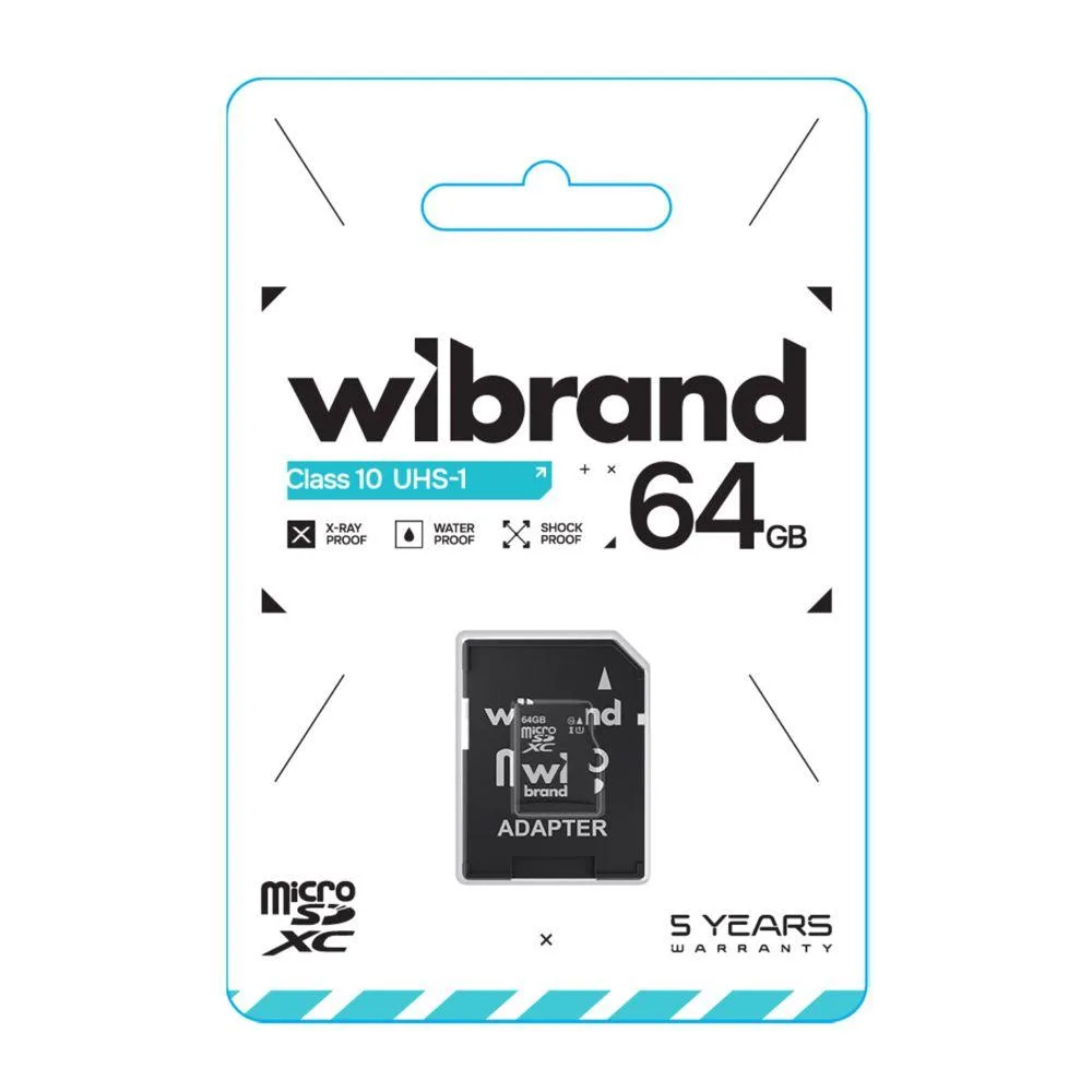 Карта Пам'яті Wibrand MicroSDHC 64gb UHS-1 10 Class & Adapter Чорний