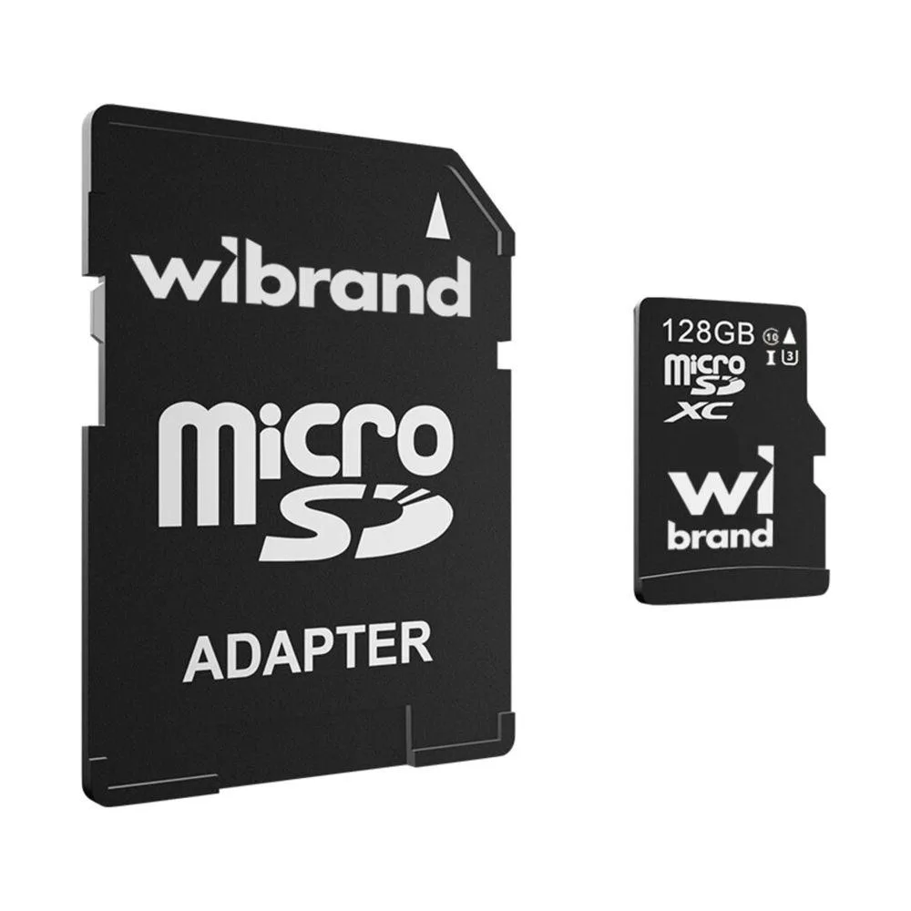 Карта Пам'яті Wibrand MicroSDHC 128gb UHS-1 U3 10 Class & Adapter Чорний