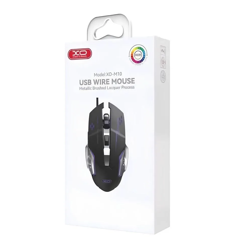 Ігрова USB миша XO-M10 Gaming RGB Black — дротова геймерська мишка з підсвічуванням, 3200 DPI, 6 кнопок, Plug&Play