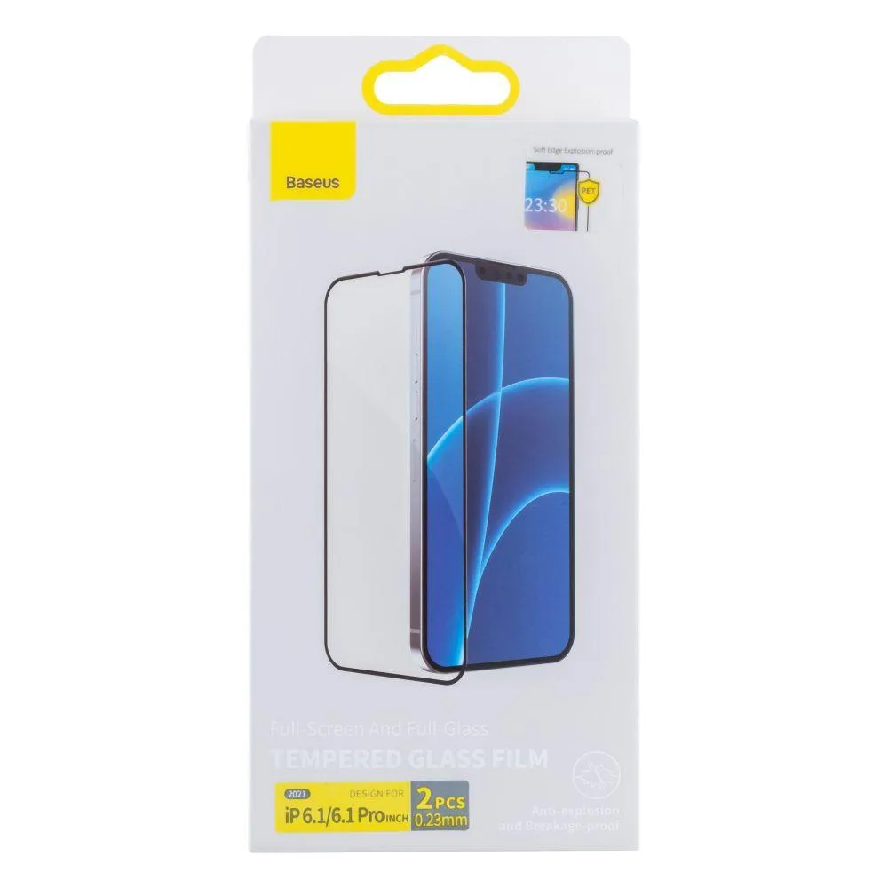 Захисне скло Baseus 0.23 mm для iPhone 13/13 Pro/14/16e (2 шт) SGQP020101 Чорний