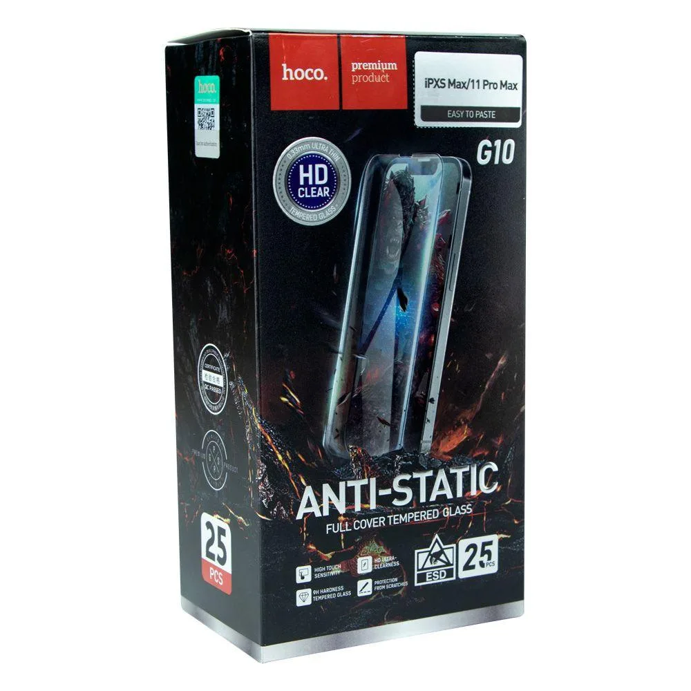 Захисне скло Hoco G10 HD Anti-static for Apple Iphone XS Max/11 Pro Max 25 шт Колір Чорний