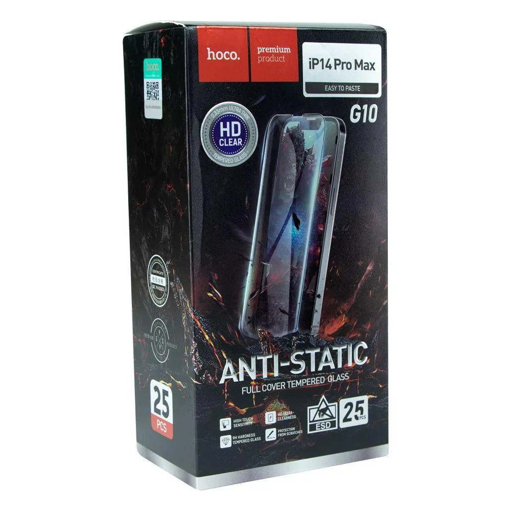 Захисне скло Hoco G10 HD Anti-static for Apple iPhone 14 Pro Max 25 шт Чорний