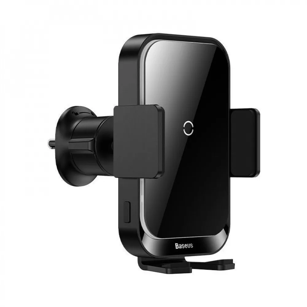 Тримач в машину з Бездротовим ЗП Baseus Halo Electric 15W black (Автозатискач смартфону)
