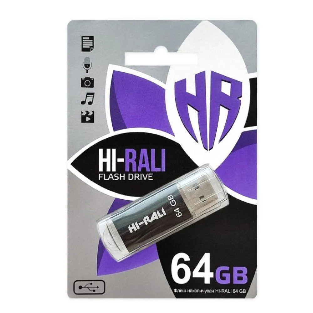USB флеш-накопичувач Hi-Rali Rocket 64gb Сталевий