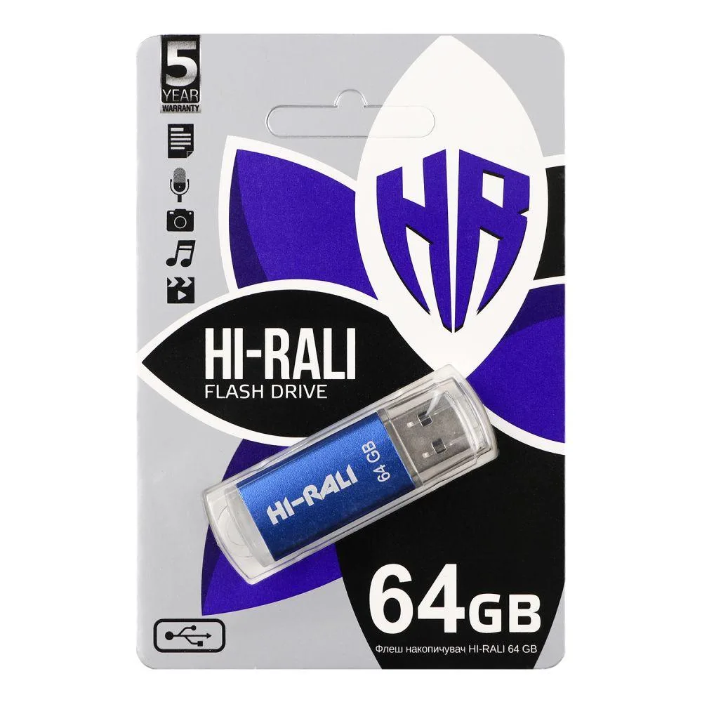 USB флеш-накопичувач Hi-Rali Rocket 64gb Сталевий