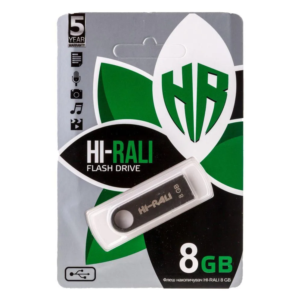 USB флеш-накопичувач Hi-Rali Shuttle 8gb Сталевий