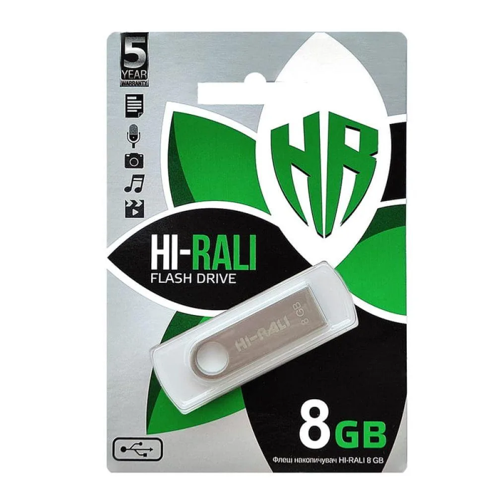 USB флеш-накопичувач Hi-Rali Shuttle 8gb Сталевий