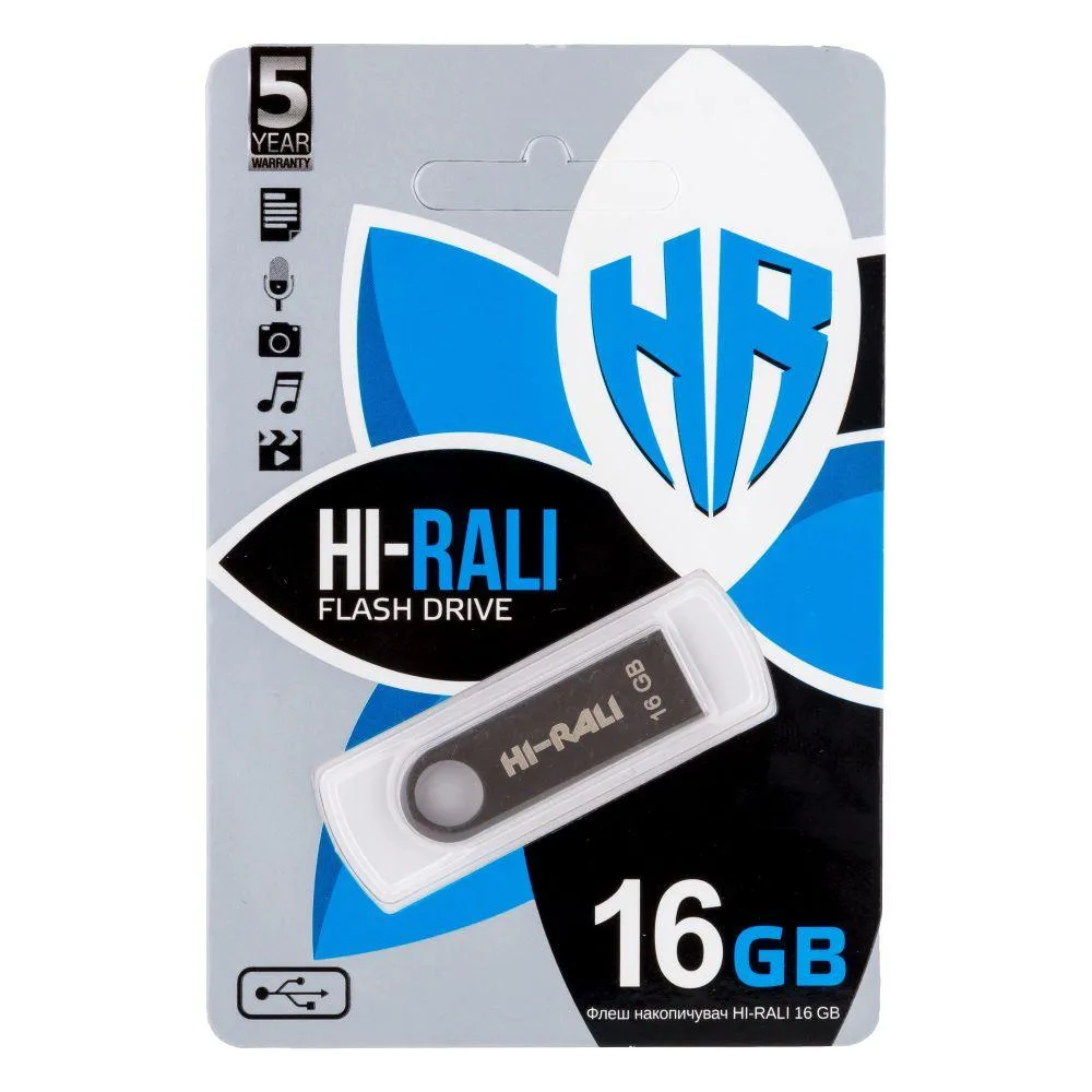 USB флеш-накопичувач Hi-Rali Shuttle 16gb Чорний
