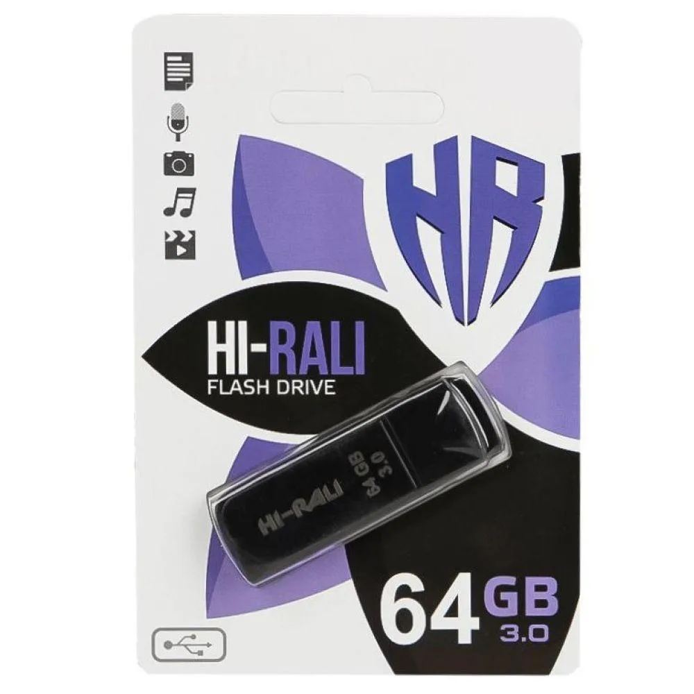 USB флеш-накопичувач Hi-Rali Taga 64gb Колір Чорний