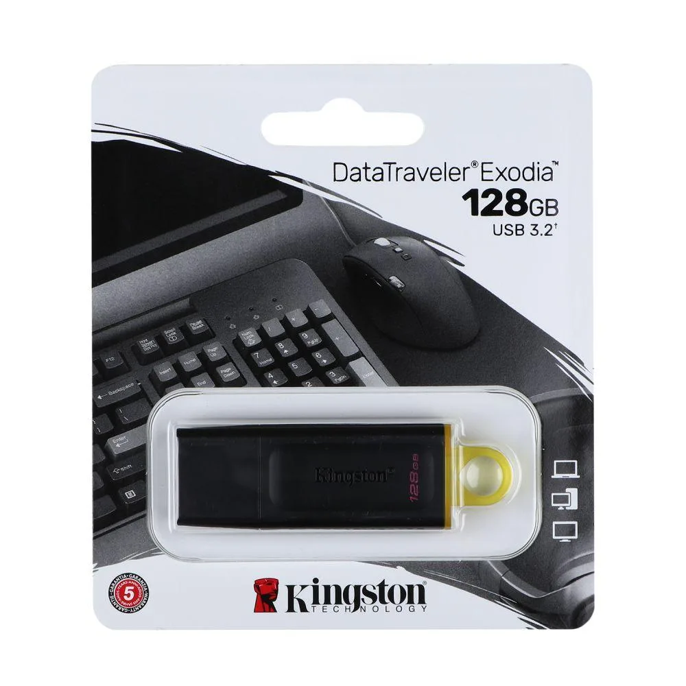 USB флеш-накопичувач 3.2 Kingston DataTraveler Exodia 128gb Чорно-Жовтий