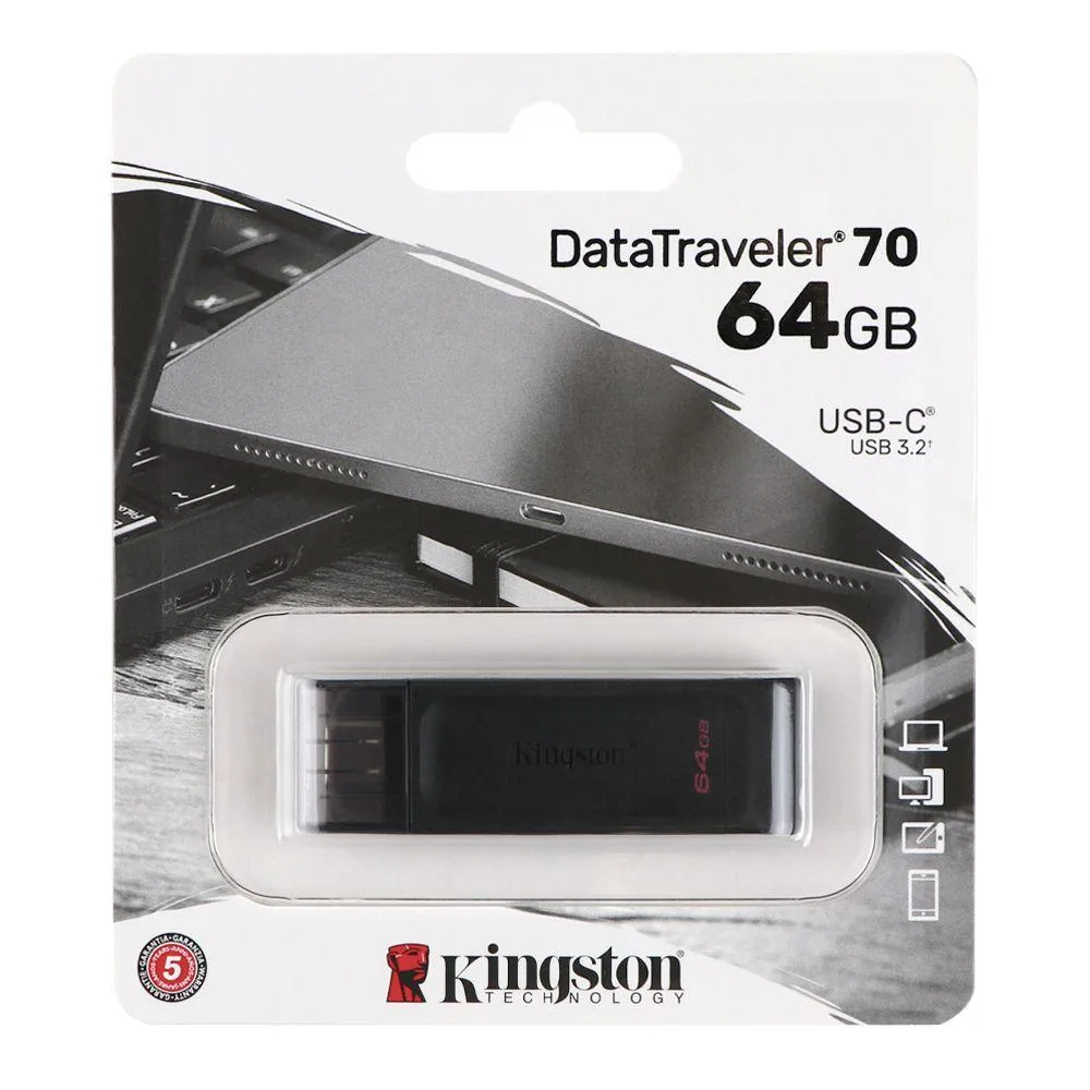USB флеш-накопичувач 3.2 Kingston DT 70 64GB Type-C Чорний