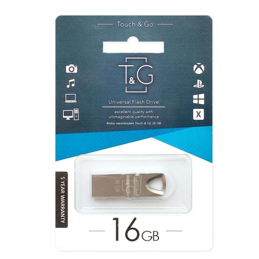 USB флеш-накопичувач T&G 16gb Metal 117 Сталевий