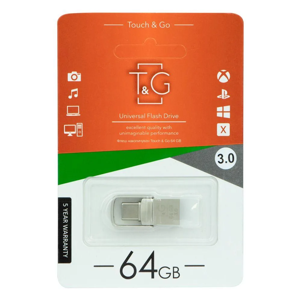 USB OTG флеш-накопичувач -Type C 64GB T&G металева серія 104 Сталевий