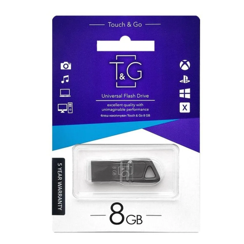 USB флеш-накопичувач T&G 8gb Metal 114 Чорний