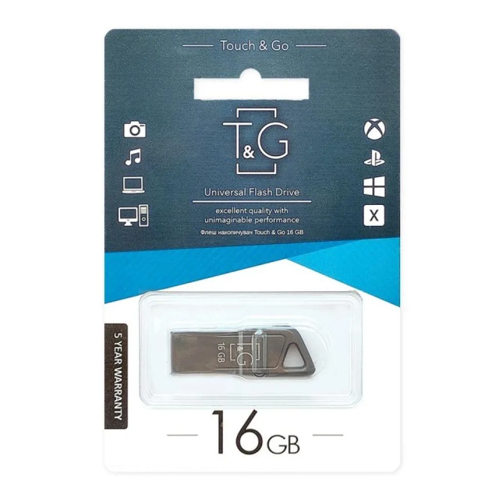 USB флеш-накопичувач T&G 16gb Metal 114 Чорний