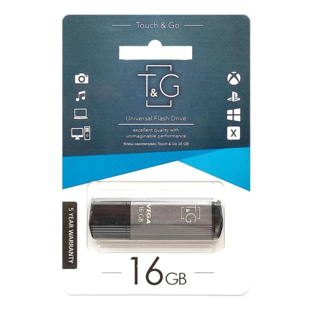 USB флеш-накопичувач T&G 16gb Vega 121 Сірий