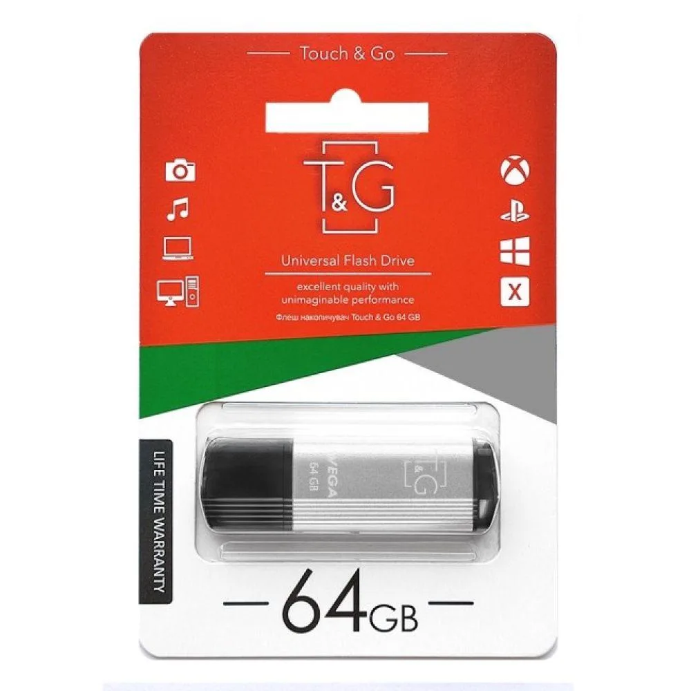 USB флеш-накопичувач T&G 64gb Vega 121 Сірий