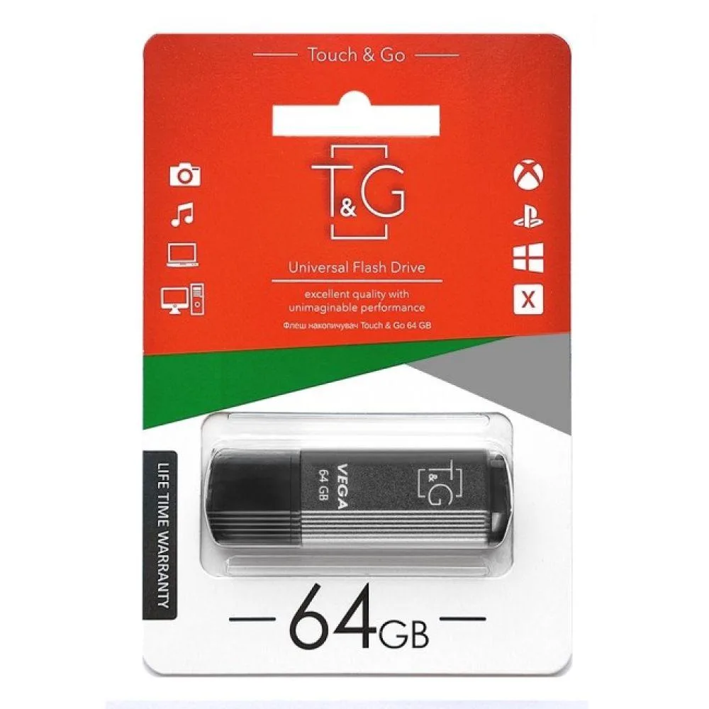 USB флеш-накопичувач T&G 64gb Vega 121 Сірий