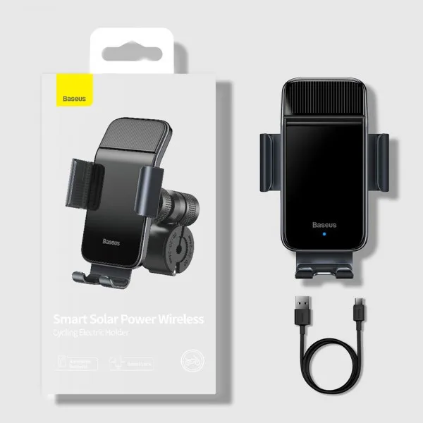 Холдер Baseus Smart Solar Power Wireless Cycling Electric Holder Black