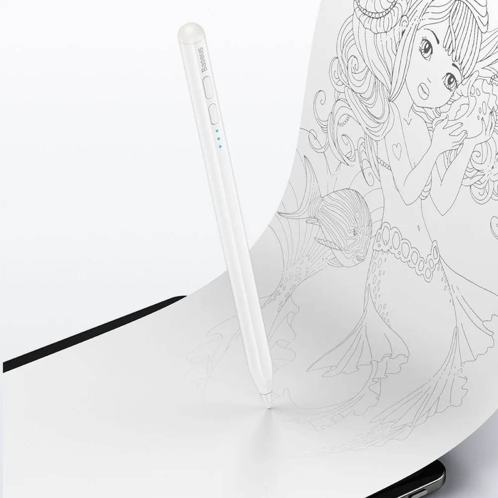 Стілус Baseus Smooth Writing with LED Indicators + Active tip + Cable Type-C 3A (0.3m) white
