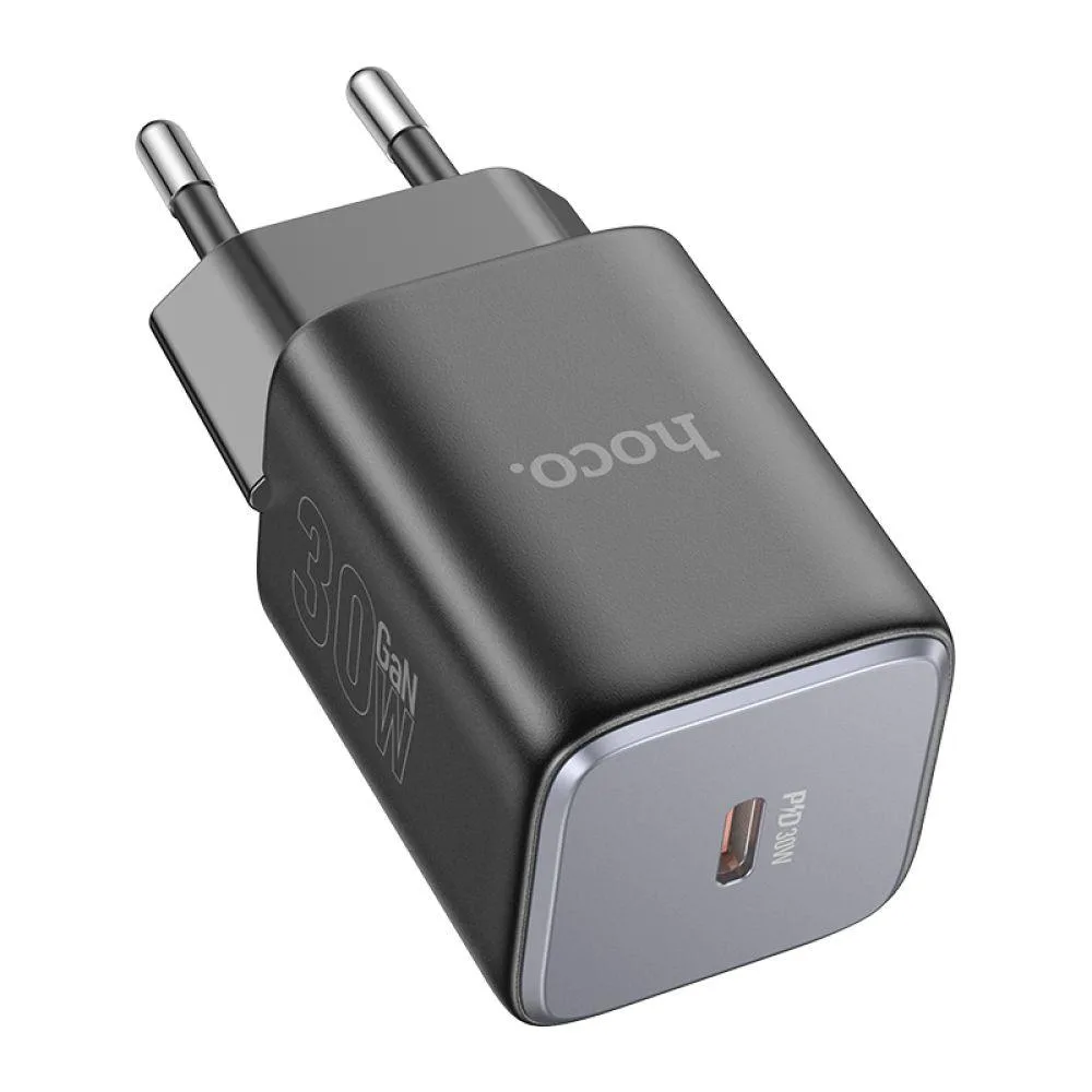 Мережевий Зарядний Пристрій Hoco N43 1USB-C PD/QC 30W GAN Колір Чорний