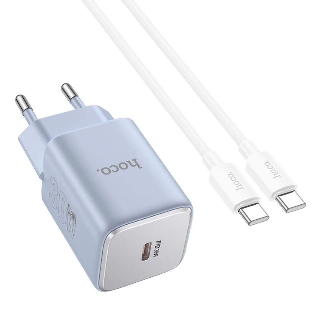 Мережевий Зарядний Пристрій Hoco N43 1USB-C PD/QC 30W GAN Type-C to Type-C Колір Зелений