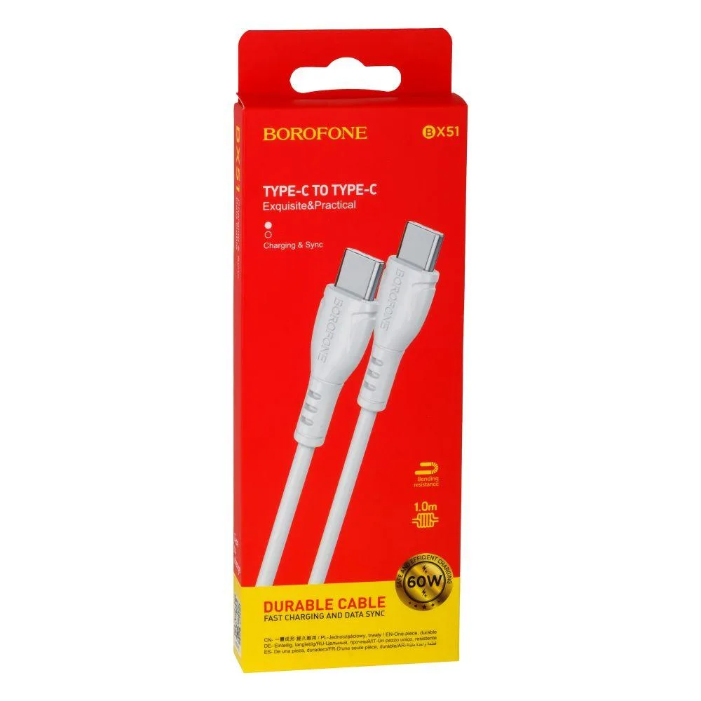Кабель USB Borofone BX51 Triumph Type-C to Type-C 60W Колір Чорний