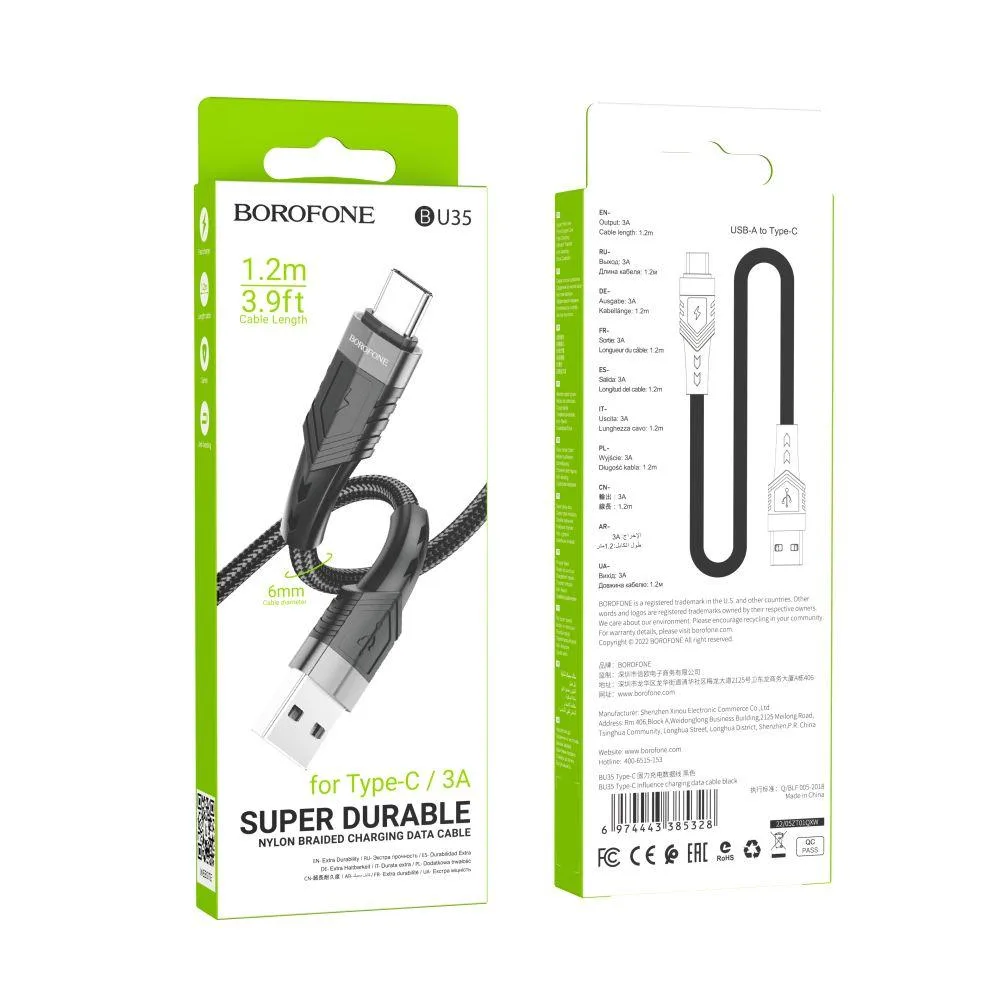 Кабель USB Borofone BU35 Type-C 1,2m Колір Червоний
