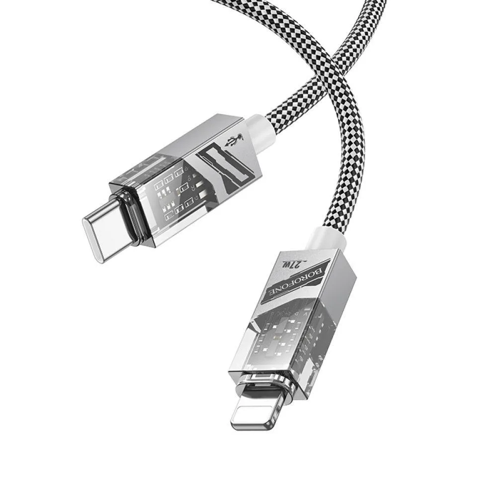 Кабель USB Borofone BU42 Octavia PD27W Type-C to Lightning 1.2m Сiрий