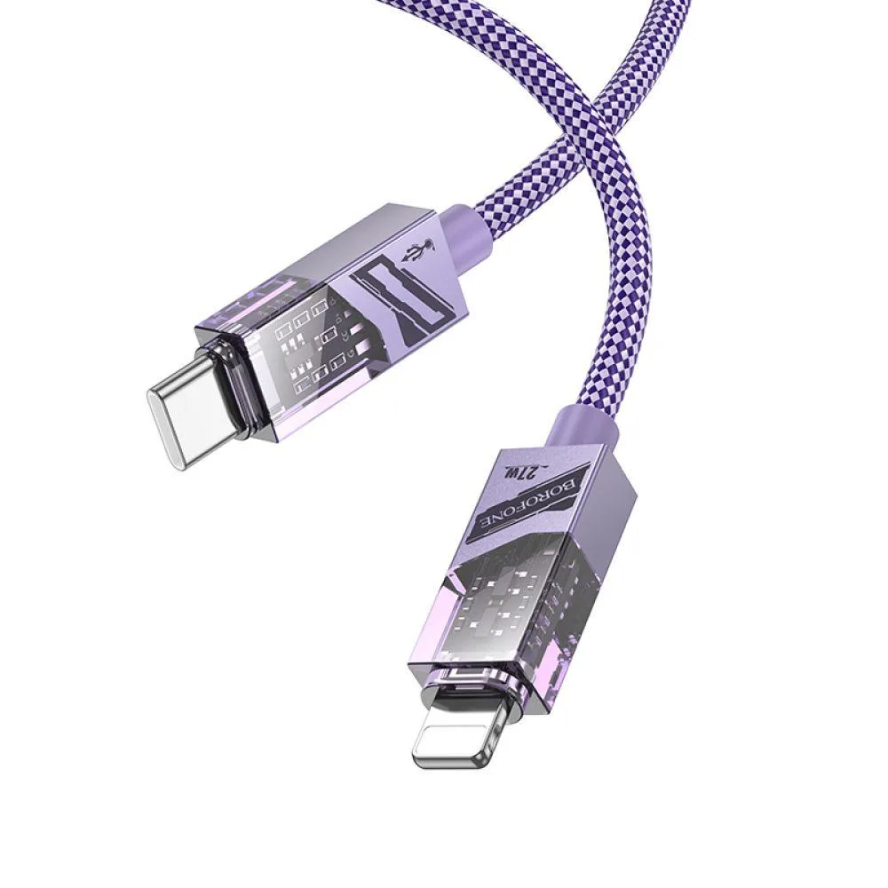 Кабель USB Borofone BU42 Octavia PD27W Type-C to Lightning 1.2m Сiрий