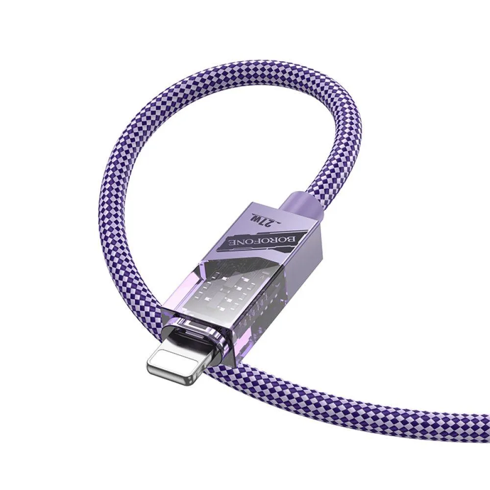 Кабель USB Borofone BU42 Octavia PD27W Type-C to Lightning 1.2m Сiрий