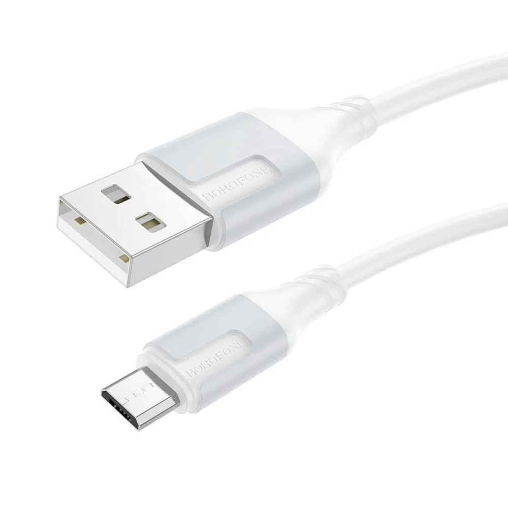 Кабель USB Borofone BX101 Creator Micro 2.4A Бiлий