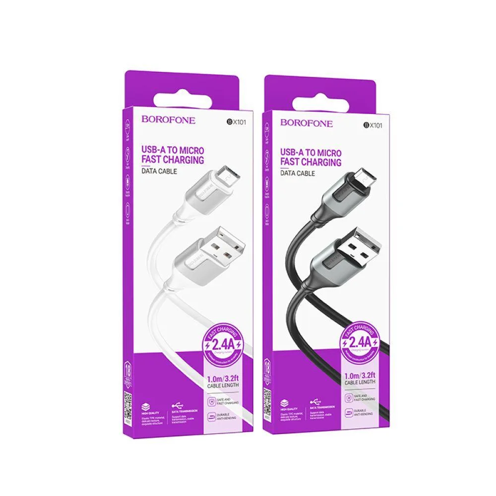 Кабель USB Borofone BX101 Creator Micro 2.4A Чорний