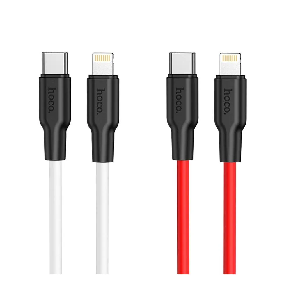 Кабель USB Hoco X21 Plus Silicone PD 20W Type-C to Lightning Чорно-Білий