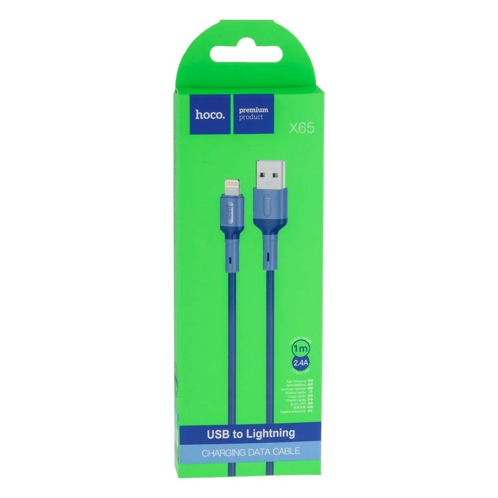 Кабель USB Hoco X65 Lightning Синiй