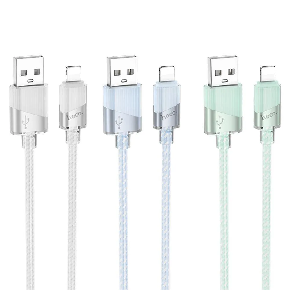 Кабель USB Hoco U132 Lightning 2.4A 1.2m Колір Блакитний