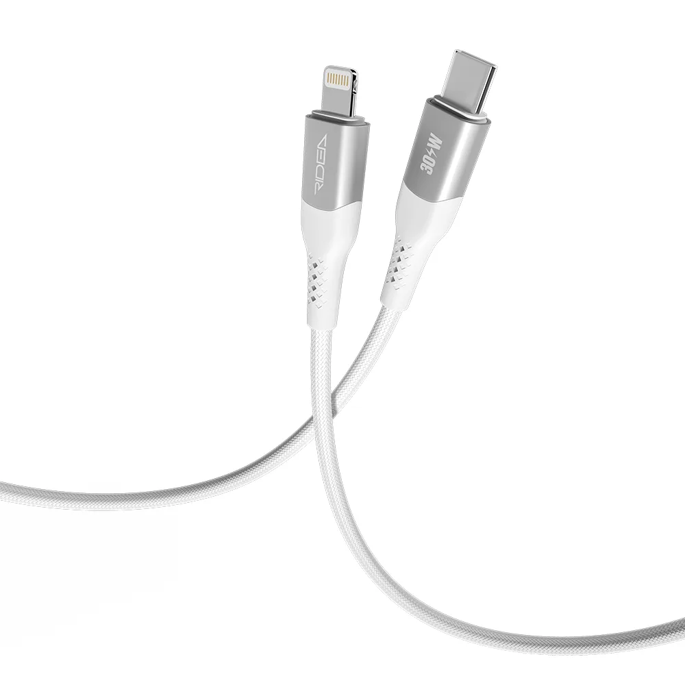 Кабель USB Ridea RC-US42 UltraStrong Type-C to Lightning 30W 1.2m Бiлий