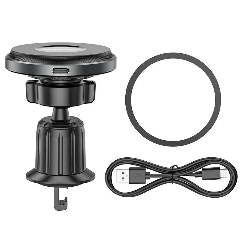 Автотримач Borofone BH202 Seaside Magnetic Wireless 15W Сiрий