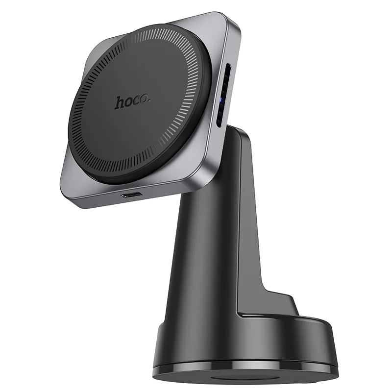 Автотримач Hoco HW16 Magnetic Wireless 15W Чорно-Сiрий