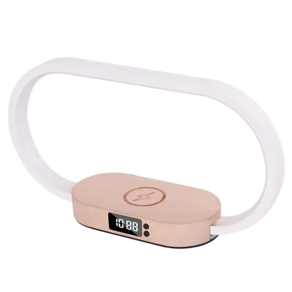 Бездротовий Зарядний Пристрій WR08 3in1+Lamp/Clock/Wireless 10W Коричневий