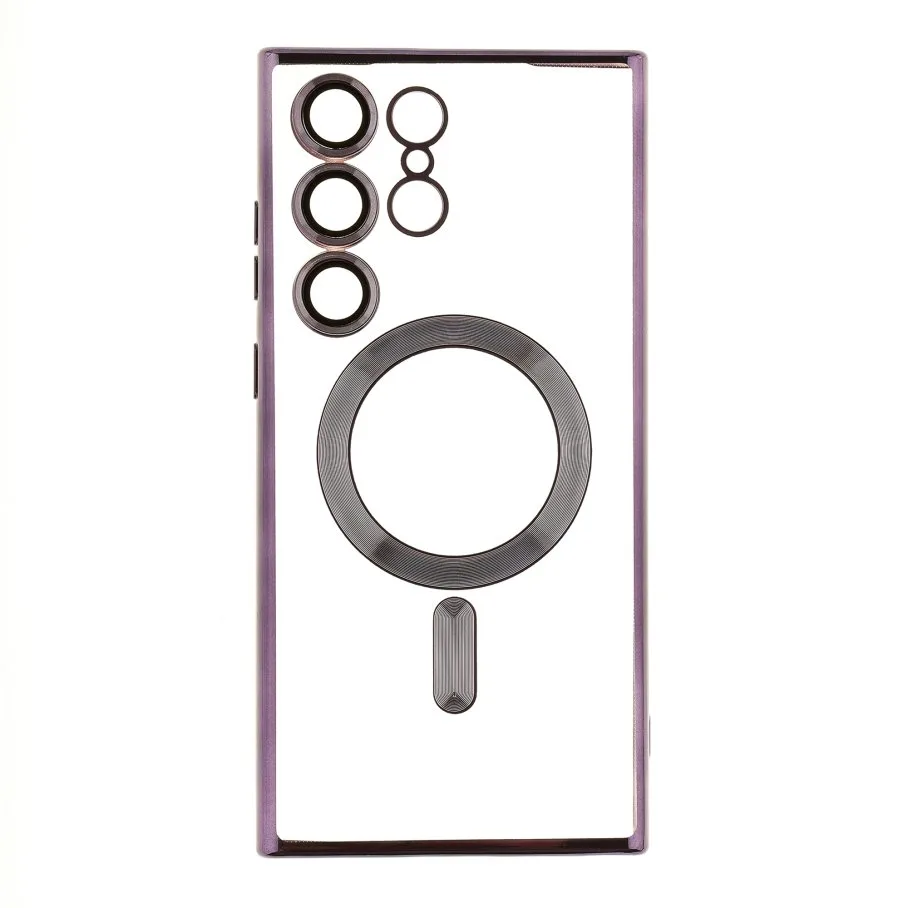 Чохол TPU Metallic Full Camera with Magsafe для Samsung Galaxy S23 Ultra 5G (S918) Dark Purple