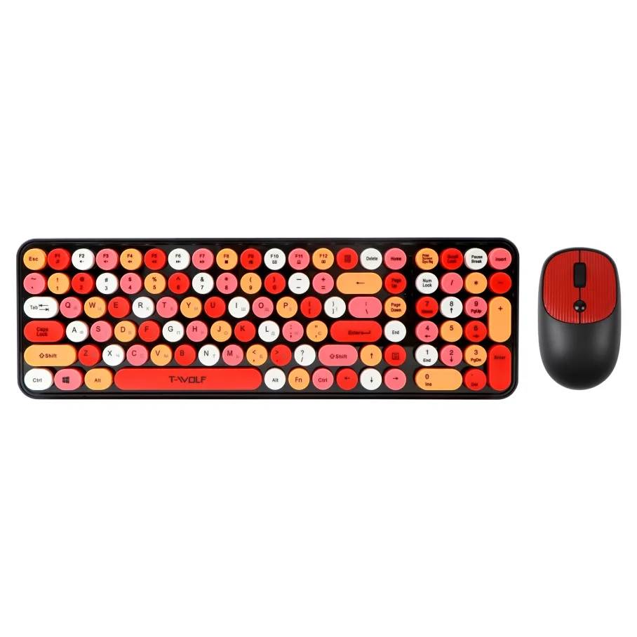 Бездротова Клавіатура і Миша TWolf TF350 Colorful Чорний/Червоний