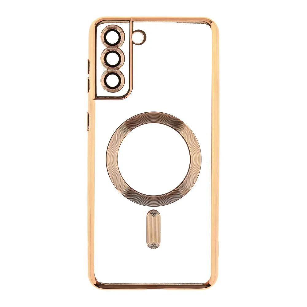 Чехол TPU Metallic з повним захистом камери with Magsafe для Samsung Galaxy S21 Plus (G996) Цвет Rose Gold