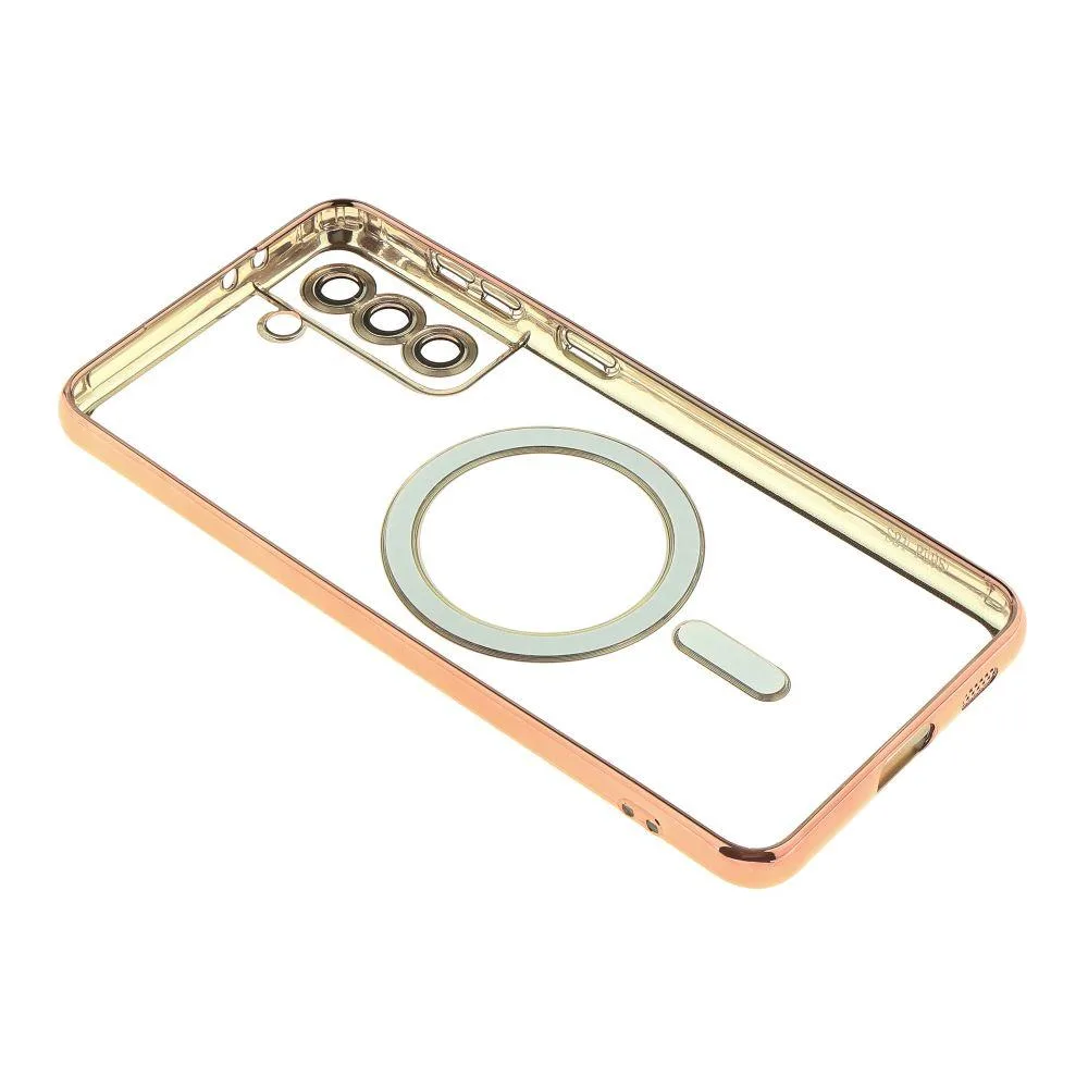 Чехол TPU Metallic з повним захистом камери with Magsafe для Samsung Galaxy S21 Plus (G996) Цвет Rose Gold