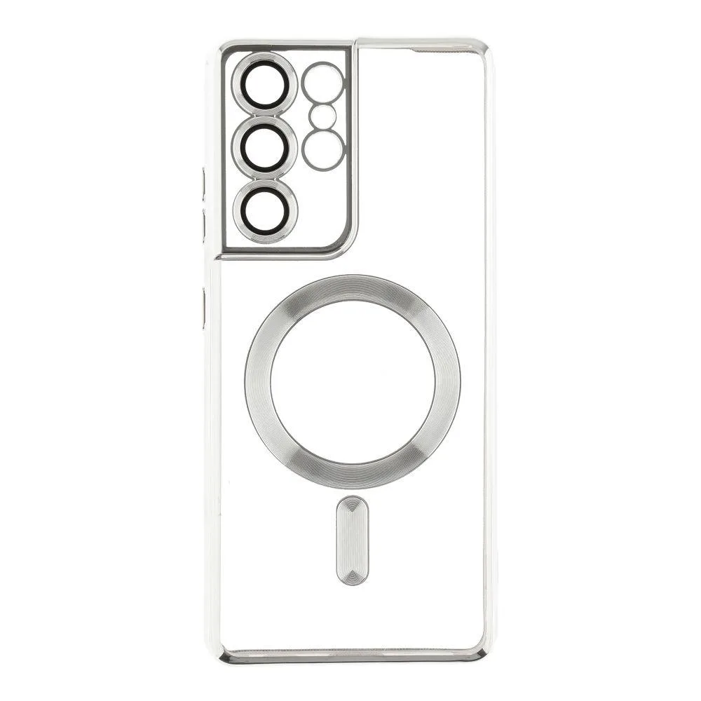 Чохол TPU Metallic з повним захистом камери with Magsafe для Samsung Galaxy S21 Ultra (G998) Колір Срібло