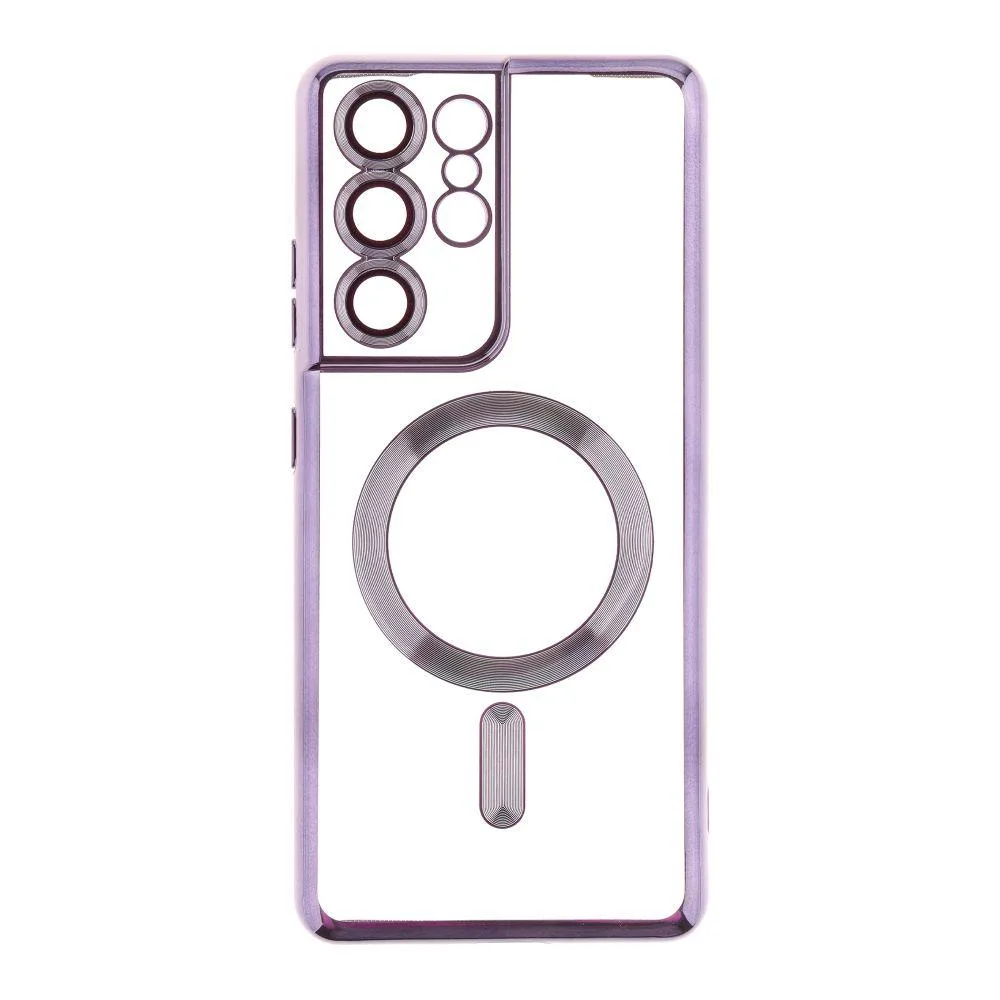Чохол TPU Metallic з повним захистом камери with Magsafe для Samsung Galaxy S21 Ultra (G998) Колір Срібло